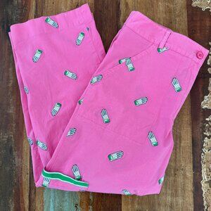 Lilly Pulitzer‎ Cotton Spandex Golf Glove Design Cropped Pants Size 8